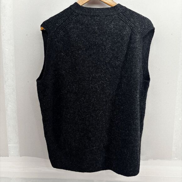 Vintage Pendleton Cardigan Vest 100% Shetland Wool Mens Large Charcoal Gray Knit - Picture 3 of 4